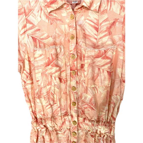 Show Me Your Mumu Bexley Tropical Resort Linen Blend Romper Missing Belt Small - Picture 6 of 12